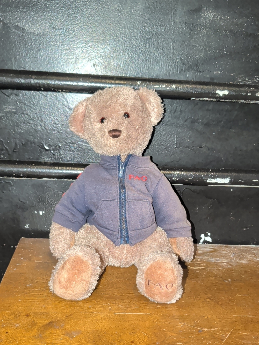 FA Plush Brown Teddy Wearing Navy Jacket